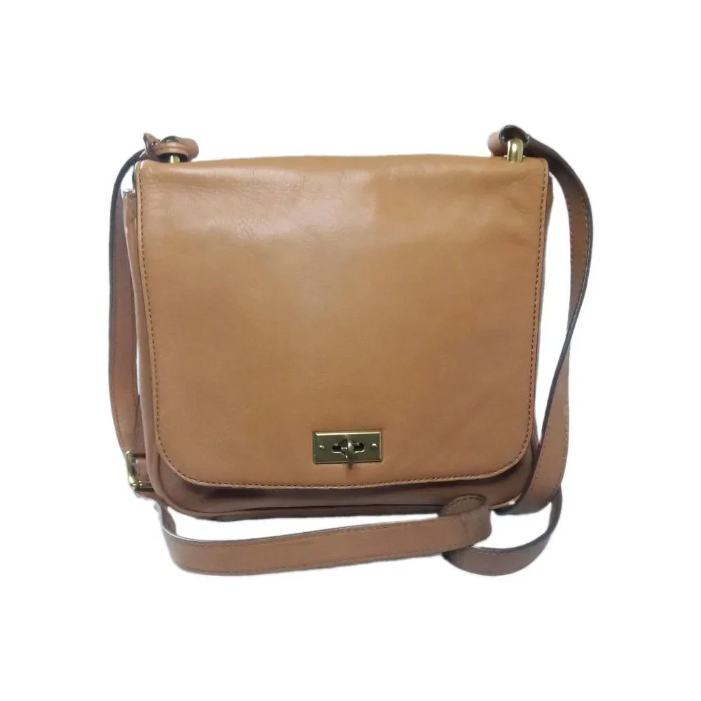Vintage Fossil Tan Leather Shoulder Bag Crossbody Small